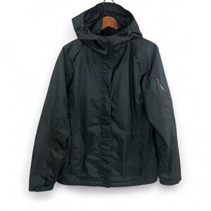 Eddie Bauer Jacket Men Large Weather Edge Black Hooded Windbreaker Rain Jacket